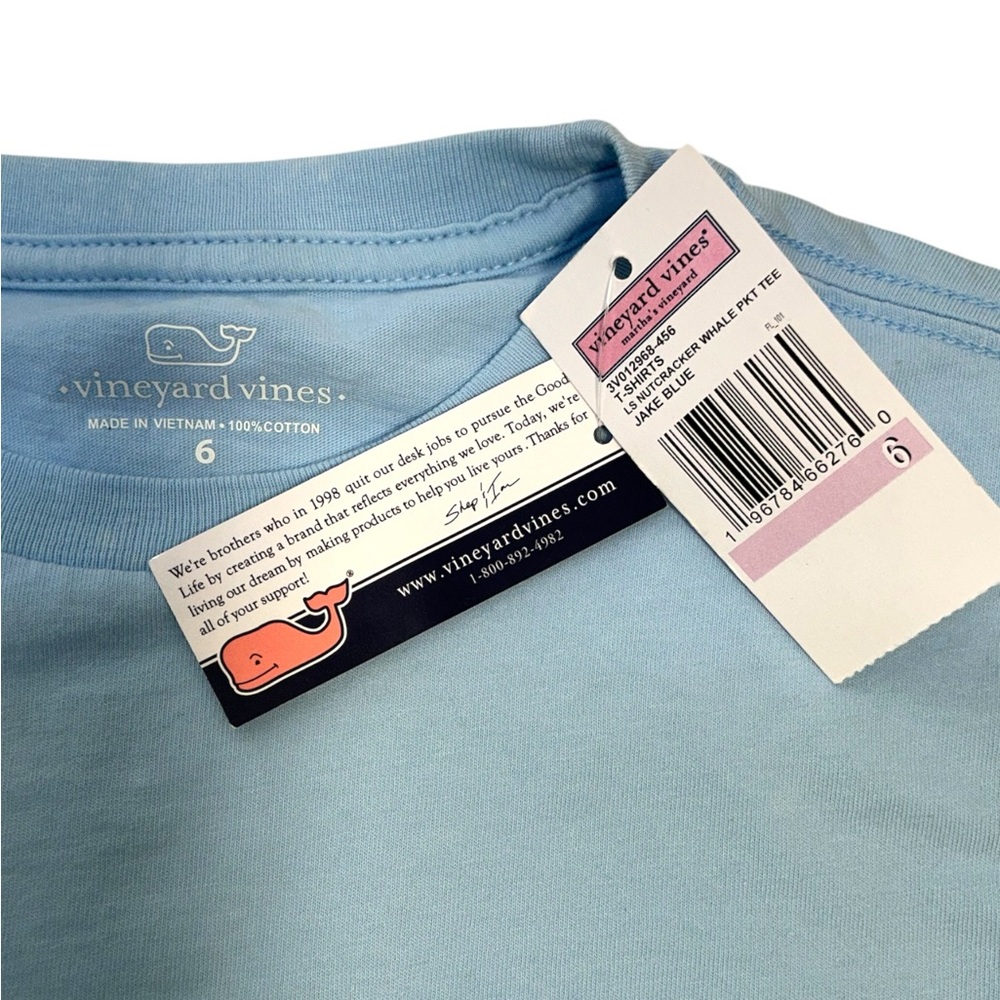 Vineyard Vines Kids Nutcracker Whale Long Sleeve Pocket Tee Blue Boys Size 6 NWT - Picture 12 of 16